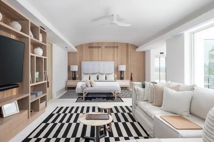 Master Suite 1: the king bed and the suite's living area